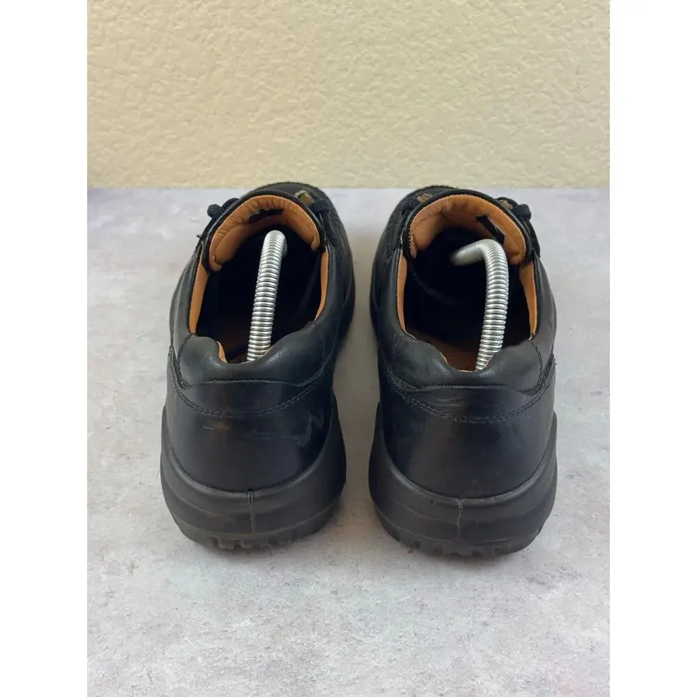 ECCO Seawalker Mens EU 43 US 9.5-10 Black Leather Moc Toe Oxford Walking Shoes